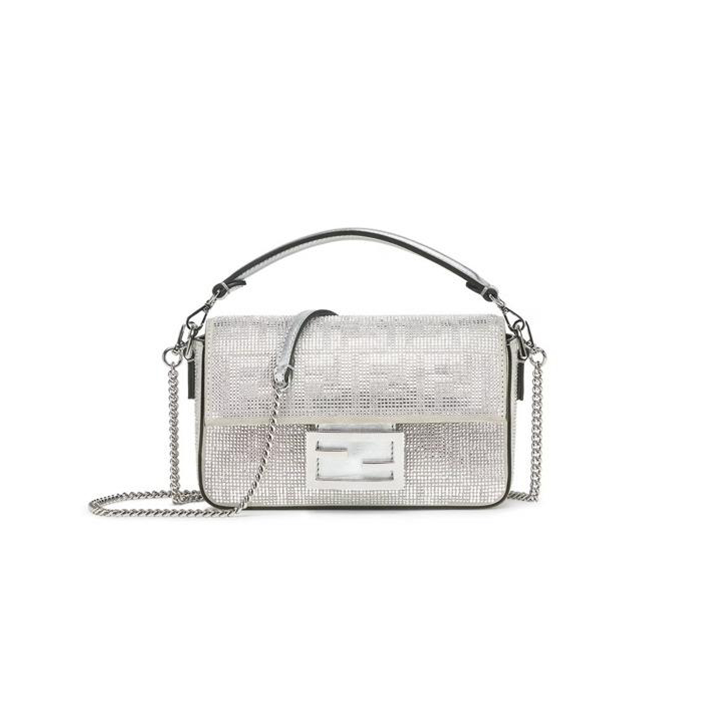 F**di mini baguette crystal argento (20*13*5cm)